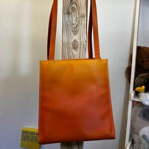 Liz Claiborne Orange Faux Leather Structured Shoulder Tote Bag